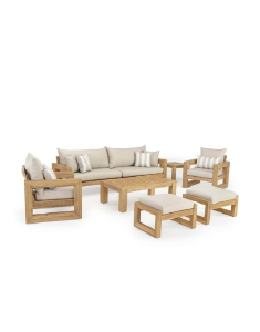 MP Juego de Sala para Terraza o Jardín Ely Standard de 2-1-1 cuerpos + 2 Bancas - Beige